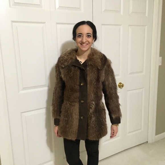 Raccoon  & Suede Belted Jacket - Picture 1 of 5